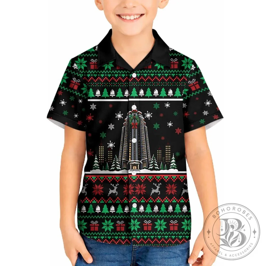 Nakatomi Plaza Christmas Party Ugly Sweater Style Kids Hawaiian Shirt 2 Nakatomi Plaza Christmas Party Ugly Sweater Style Kids Hawaiian Shirt