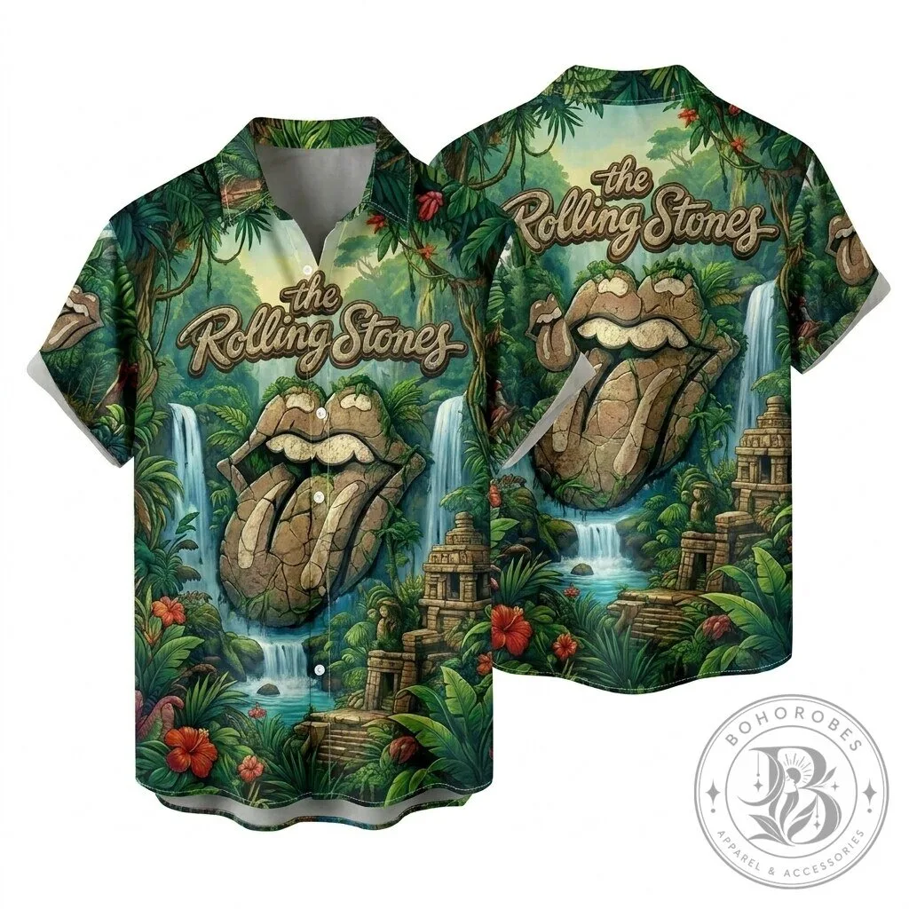 The Rolling Stones Jungle Waterfall Hawaiian Shirt 5 The Rolling Stones Jungle Waterfall Hawaiian Shirt