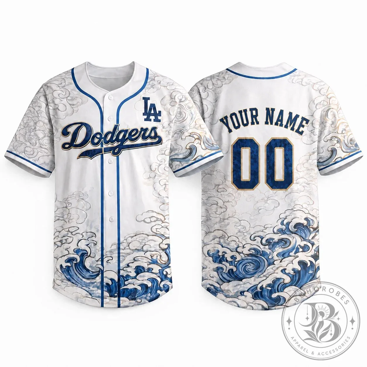 Los Angeles Dodgers Japanese Wave Heritage Custom Baseball Jersey 7 Los Angeles Dodgers Japanese Wave Heritage Custom Baseball Jersey