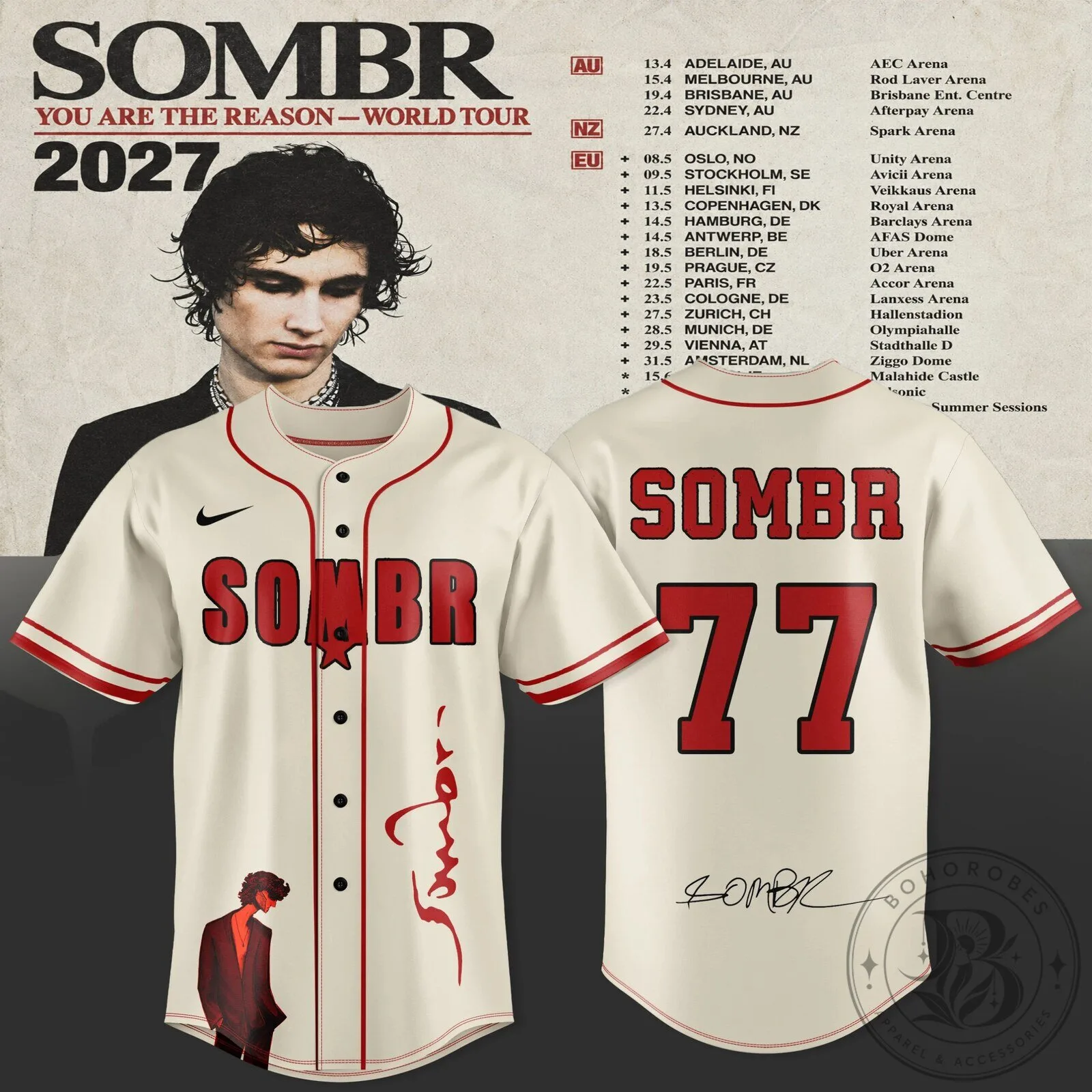 2027 World Tour Baseball Jersey - Sombr You Are The Reason