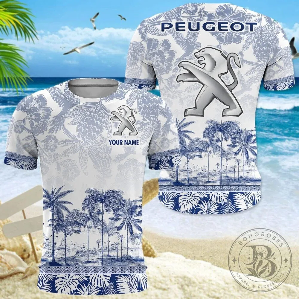 Peugeot Car Logo Tropical Palm Trees Custom Name Hawaiian Shirt 17 Peugeot Car Logo Tropical Palm Trees Custom Name Hawaiian Shirt