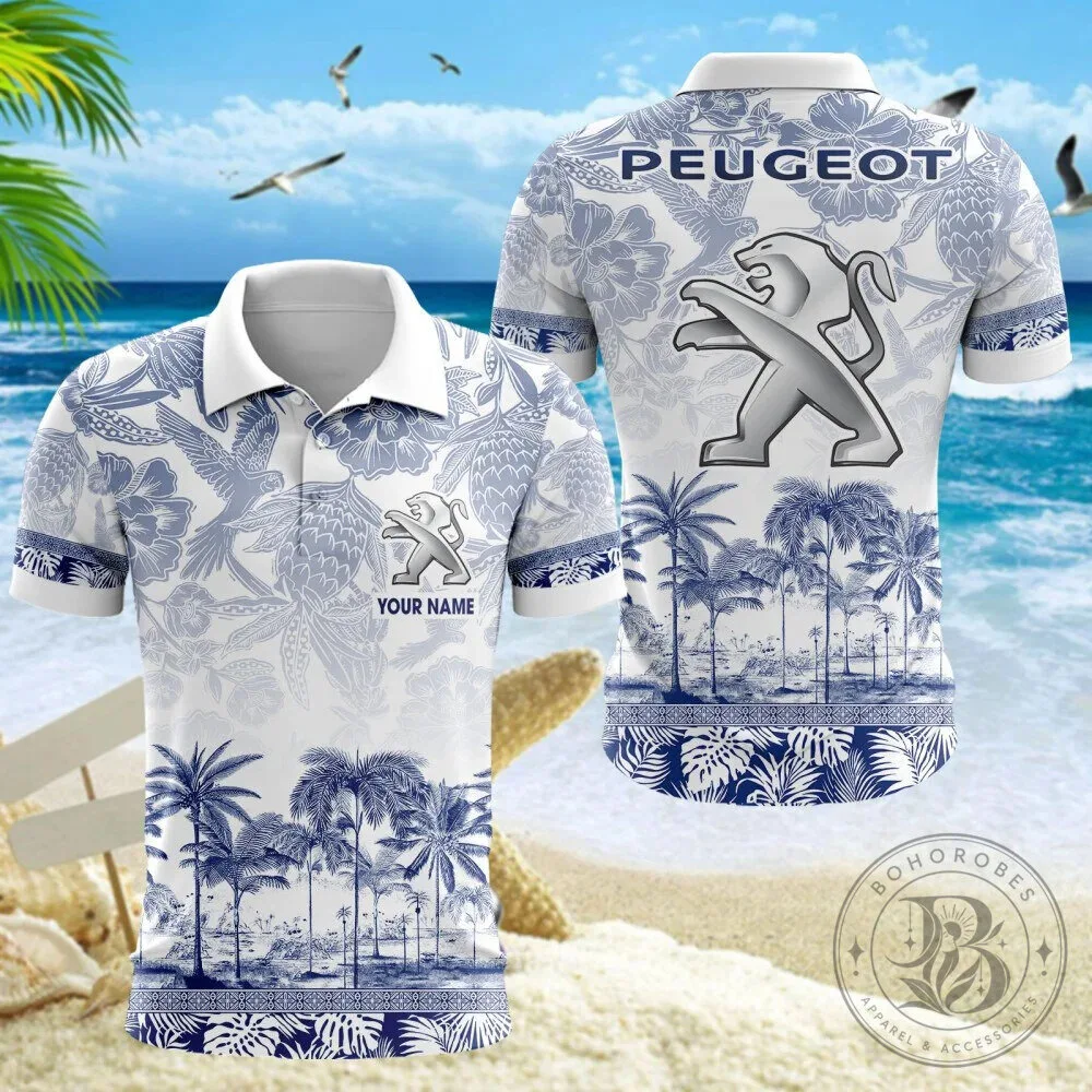Peugeot Car Logo Tropical Palm Trees Custom Name Hawaiian Shirt 19 Peugeot Car Logo Tropical Palm Trees Custom Name Hawaiian Shirt